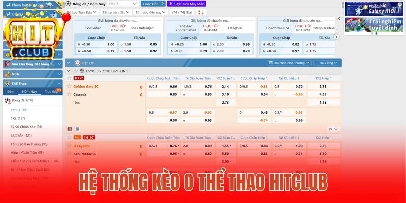 Hệ thống kèo O thể thao Hitclub