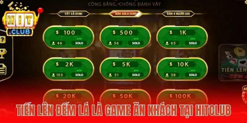 Tiến lên đếm lá là game ăn khách tại Hitclub